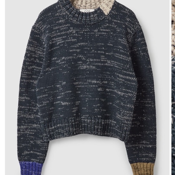 COS Sweaters - COS Contrast Knit Jumper in Navy